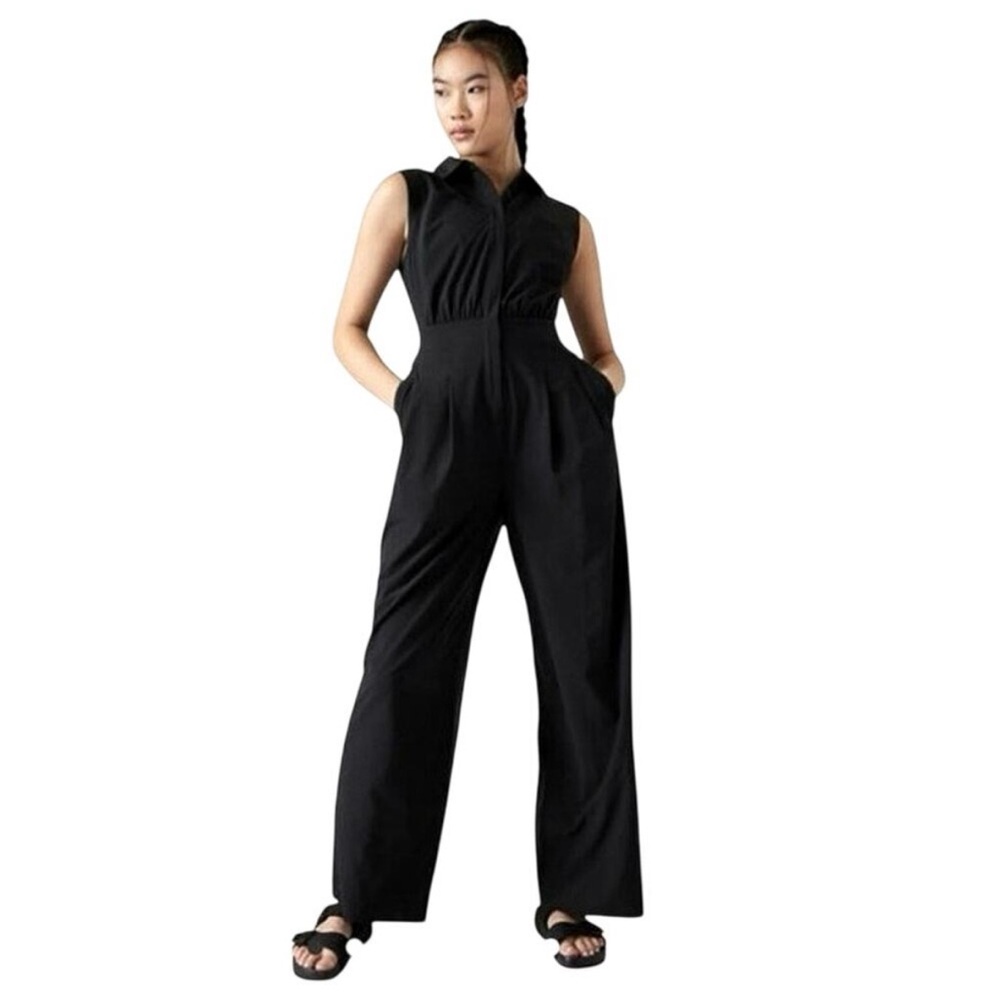 Athleta Brooklyn Heights Wide Leg Sleeveless Athleisure Jumpsuit LIKE NEW Sz 4